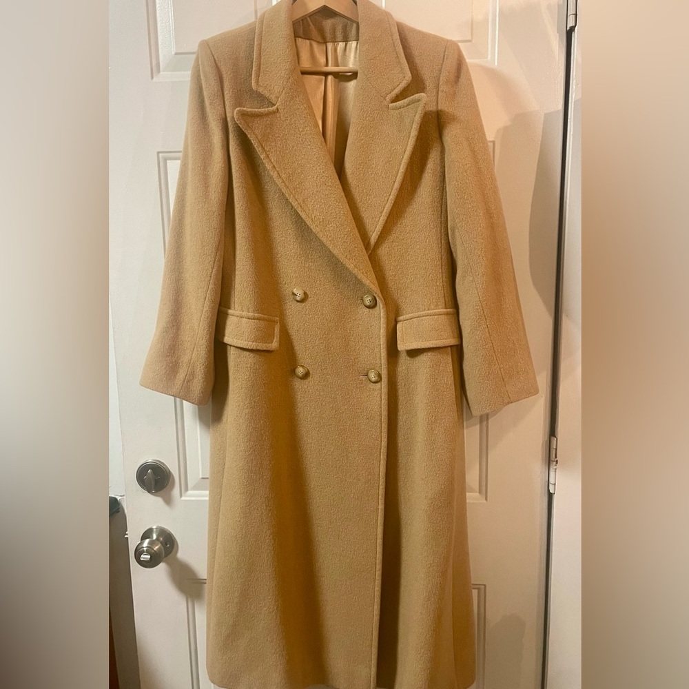 Vintage Fleurette Camel Long Coat Size Small